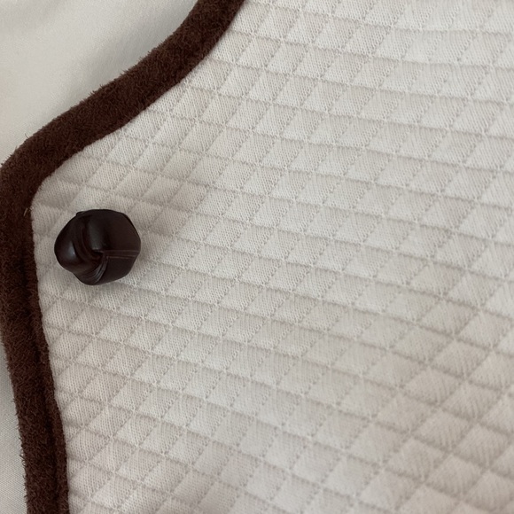 Janie and Jack 2T White Quilted Jacket with Brown Trim - Picture 3 of 5